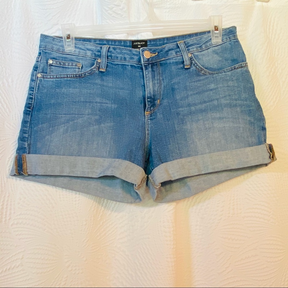Cuffed Jean Shorts by Just Black